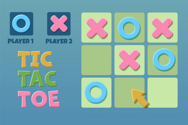 tic tac toe ui with arow cursor board logic game vector image