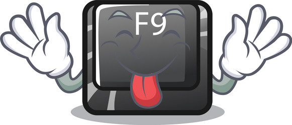 tongue out button f9 on a cartoon computer vector image