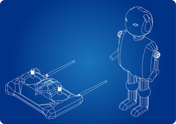 3d model of a robot and radio remote control vector