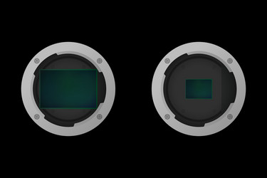 full frame and crop image sensor vector image