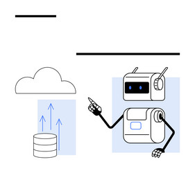 futuristic robot pointing to cloud storage vector image
