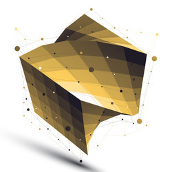 gold squared twisted abstract 3d shape digital vector image