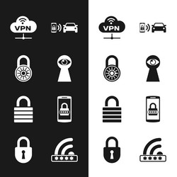 set keyhole with eye safe combination lock wheel vector image