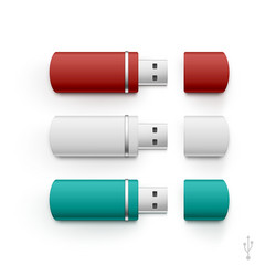 Usb flash drive stick memory set isolated vector