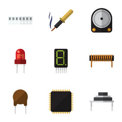 flat icon technology set of memory hdd cpu vector image