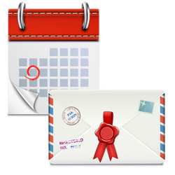 Loose-leaf calendar with closed envelope vector