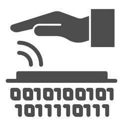 palm recognition solid icon verification vector image