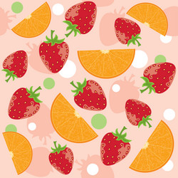 abstract background with strawberry and oranges vector image