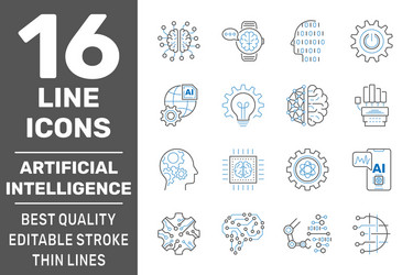 Ai and iiot related set icons digital brain vector