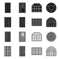 isolated object of door and front sign set vector image