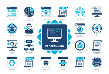 programming solid icon set vector