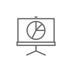 roller screen with the pie chart line icon vector