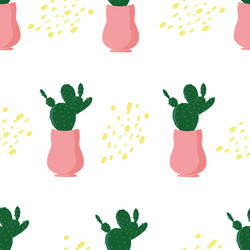 seamless pattern with cacti vector image