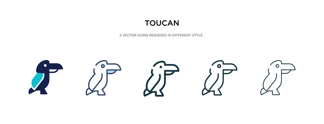 toucan icon in different style two colored vector image