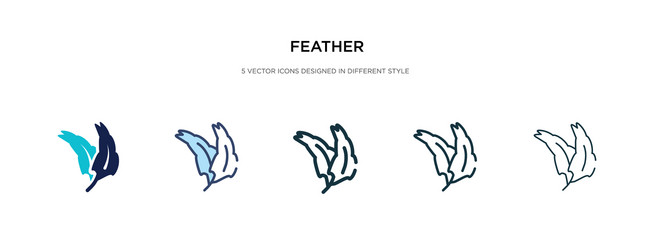 feather icon in different style two colored vector image