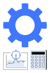 gear with graph analysis and calculator vector image