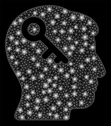 glowing mesh 2d head key with flare spots vector image
