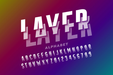 layer sliced font alphabet letters and numbers vector image