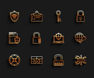 set line safe firewall security wall shield vector image