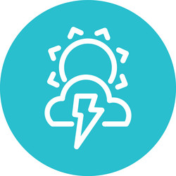 sun with clouds and thunder block flat style vector image