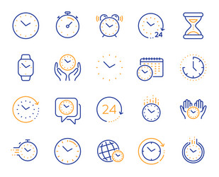 time and clock line icons timer alarm vector image