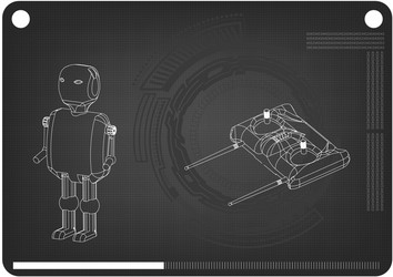 3d model of a robot and radio remote control vector image