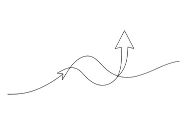 a simple line drawing of an arrow moving up vector image