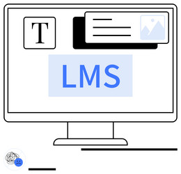 digital learning interface with lms on computer vector image