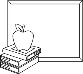 pile text books with chalkboard and apple vector image