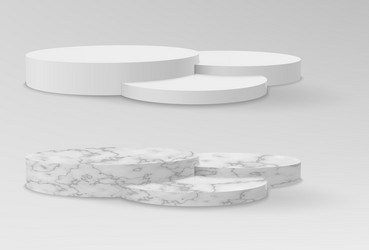 realistic marble and white pedestals or podium vector