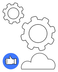 cloud computing elements with gears and hand vector image