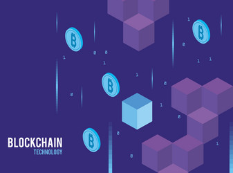 cubes and bitcoins blockchain technology vector image