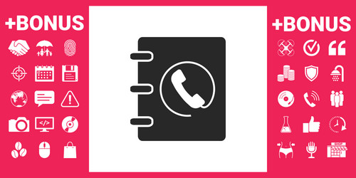 notebook address phone book icon with handset vector image