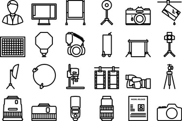 Photography icon set vector