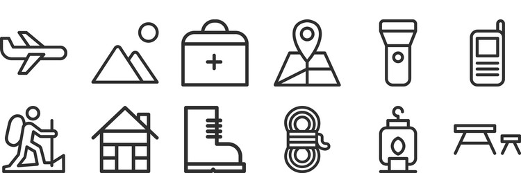 set 12 thin outline icons such as table rope vector image