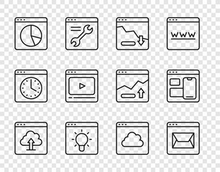 set line cloud upload website and mail financial vector image