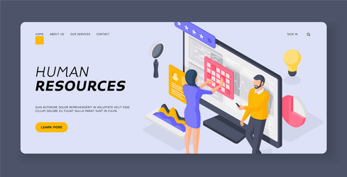 specialists managers working with data isometric vector image
