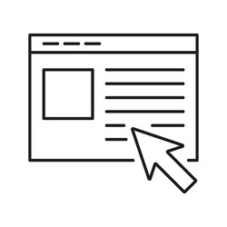 webpage interface with cursor line icon user vector image