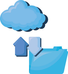 cloud computing server with folder and arrows vector image