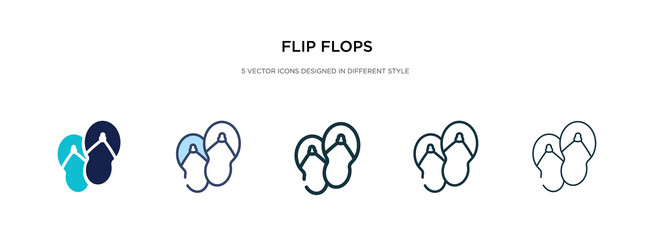 Flip flops icon in different style two colored vector