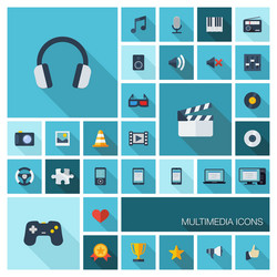 Multimedia & Technology Icons with Shadows vector image