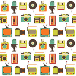 seamless pattern with retro technology vector image