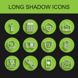 set line computer monitor and shield chain link vector image
