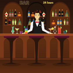 bar pub interior flat vector