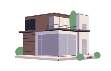 Modern house building architecture glass and wood vector