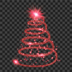 red particle wave in form of christmas tree vector image