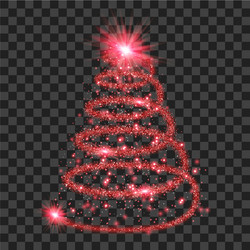 Red particle wave in form of christmas tree vector