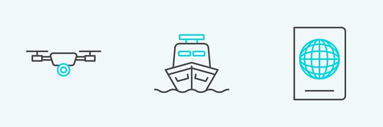 set line passport with biometric data drone vector image