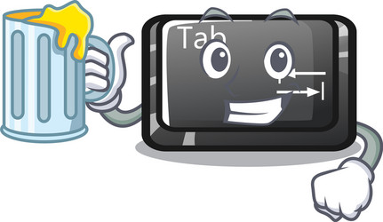 With juice tab button attached to cartoon keyboard vector