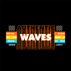 authentic waves surfwear summer vintage tees vector